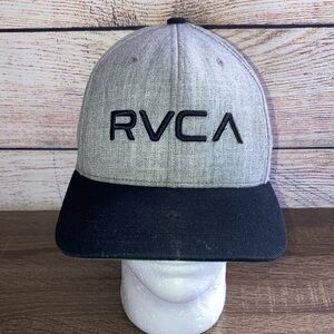 Pre Owned RVCA Snapback Hat Men's Unisex Cap Gray Black Logo